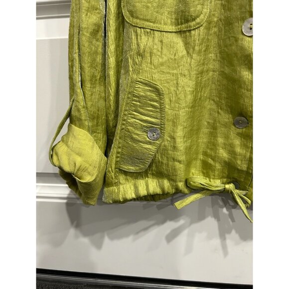 Vintage Linear Green  Button-Up Lightweight Safari Jacket Sz Medium - Picture 4 of 9